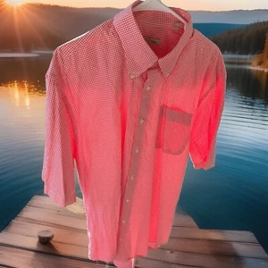 Peter Millar Herren-XL Kurzarm Button Down Oberhemd Kariert Lachs Baumwolle - Bild 1 von 18