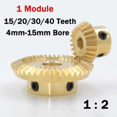 Engranaje cónico de latón 1 módulo 15/20/30/40 dientes 90° 1:2 emparejamiento piñón motor engranaje Foto 1 de 4