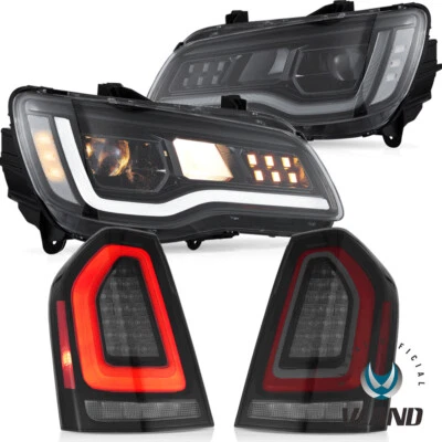 2 Sets Projector Headlights+VLAND SMOKE LED Tail Lights For 2011-14 Chrysler 300 - Image 1 of 4