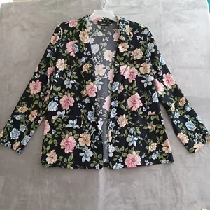 Forever 21 Dark Floral Print Blazer Open Front Lightweight Jacket Sz 2X Casual - Picture 1 of 10