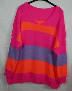 Damen MADE IN ITALY Traumhafter Pullover Bunt Neon Farben Größe DE 54/56 NEU! - Bild 1 von 11