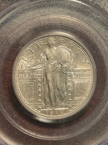 PCGS AU55 1917 D STANDING LIBERTY QUARTER TYPE 1 BRIGHT WITH GREAT LUSTER Cover