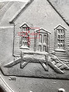 2004P Iowa State Quarter Reverse Die Chip in School Window Error circulated BU 