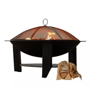 More details for heavy duty cast iron fire pit with bbq grill | black | 74cm x 74cm x 50cm