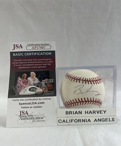 Bryan Harvey Los Angeles Angels Rare Signed Autographed Baseball & Case JSA COA - Picture 1 of 7