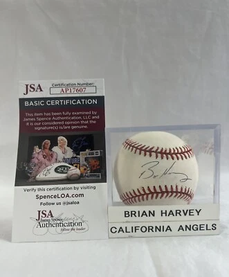 Bryan Harvey Los Angeles Angels Rare Signed Autographed Baseball & Case JSA COA - Image 1 of 4