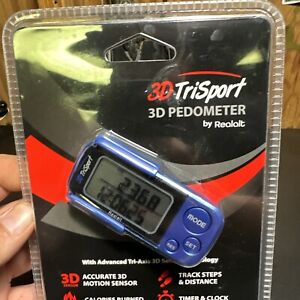 3D Trisport walking 3D Pedometer -By Realalt - W/ Clip & Strap Blue