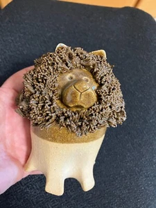 Vintage Clay Lion curly hair Figurine Pottery  Small 5 inches,  EUC. - Picture 1 of 6