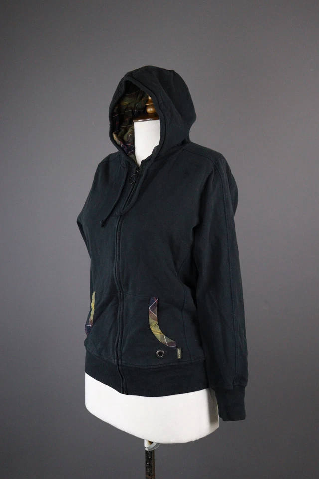 Barbour Black Check Full Zip Hooded Sweater Jacket Size 40 USA 10 - Image 1 of 4