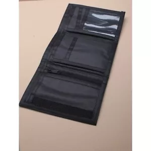 NEU Schwarz Material Herren Geldbörse 13x9cm Jungen Accessoires Münze Karte Vatertag UK - Bild 1 von 2