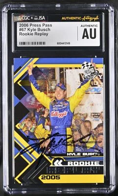 2006 Press Pass #67 Kyle Busch CGC Autograph Authentic x JSA AU - Image 1 of 2