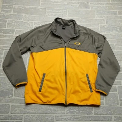 Oakley Sweater Jacket Adult XL Gray Yellow Full Zip Fleece Sweatshirt Shacket - Image 1 of 4