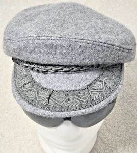 Berretto pescatore greco 7 3/8 newsboy grigio 85% lana rosso interno made in Greece - Foto 1 di 9