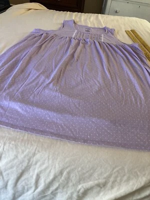 CROFT &BARROW-LAVENDER LIGHT PURPLE-LACE TRIM-SLEEVELESS POLKA-NIGHTGOWN-SIZE-3X - Image 1 of 4