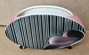 Jarrón de cerámica Art Deco Royal Copley vintage - rosa/negro/blanco - Imagen 1 de 9