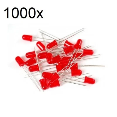 1000-Pack Lot LED Red Wide Angle Diffused Bright Round Top Tip PCB 5mm Wholesale - Image 1 of 4