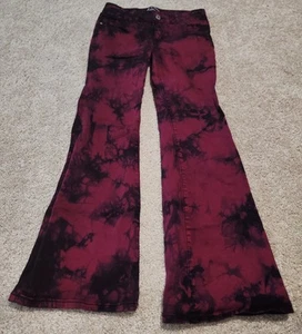 Girls Low Rise Flare Jeans Art Class Hot Pink Black Tie Dye 12 - Picture 1 of 5