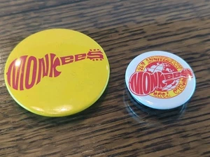 THE MONKEES Buttons (2) Original 1967 Yellow & 20th Anniversary World Tour  - Picture 1 of 10