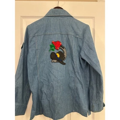 Camisa Denim De Colección Levis Naranja Tab Herradura/Rosa/Sombrero Bordada Botón a Presión Talla S Foto 1 de 4