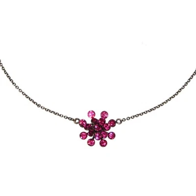 Colar Konplott pendurado bola de fogo mágica rosa escuro fúcsia com marrom - Imagem 1 de 3