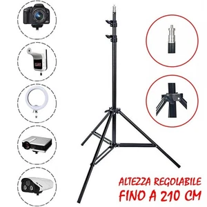 TREPPIEDE CAVALLETTO ALLUMINIO 210CM PROIETTORE TELESCOPICO TELESCOPIO STUDIO - Imagen 1 de 4