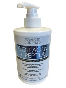 ADVANCED CLINICALS COLLAGEN + PEPTIDE Firming FACE BODY CREAM 15oz 444ml USA md - Picture 1 of 3