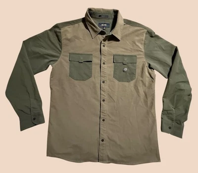 Roark Diablo Shelter Flannel Shirt Olive Light & Dark Green Sz Medium - Image 1 of 4