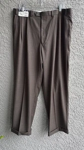 Pantalones Ralph Lauren Para Hombre Plisados Puños Rectos Marrón Glen Check 38x32 Nuevos con Etiquetas - Imagen 1 de 4