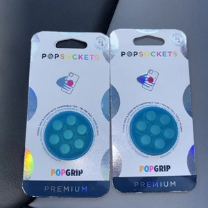 Two PopSockets Phone Grip Stand Electric Blue Squishy Popper POPGRIP Popsocket - Zdjęcie 1 z 2