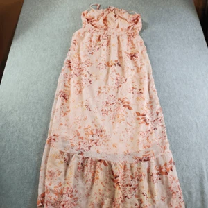 Monteau Los Angeles Kleid Damen XL rosa Blumen gefüttert transparent Maxi Spaghettiträger - Bild 1 von 7