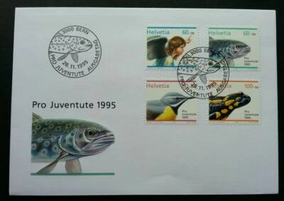 [SJ] Switzerland Juventute: Annunciation Angel And Fauna 1995 Fish Bird (FDC) - Image 1 of 4