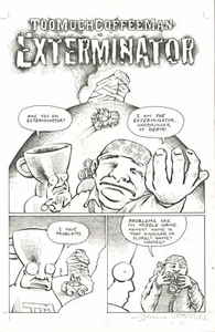 Shannon Wheeler TOO MUCH COFFEE MAN title page ORIGINAL ART! - Picture 1 of 1