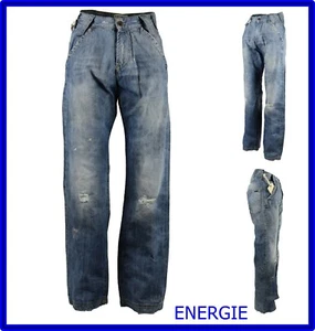 jeans energie da uomo pantaloni larghi loose baggy skate hip hop rap w29 w30 w31 - Picture 1 of 10