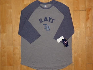 NWT TAMPA BAY RAYS Baseball XL 3/4 Sleeve Raglan Shirt MLB GENUINE MERCHANDISE - Picture 1 of 15