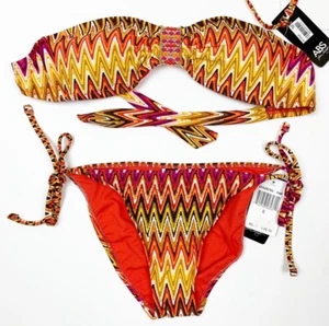ABS [Allen Schwartz] Aztec Chevron Print Beaded 2 piece bikini NEW WITH TAGS - Foto 1 di 9