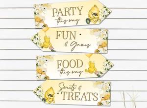 4 flechas de fiesta de Winnie the Pooh abeja miel cumpleaños bautizo baby shower fiesta - Imagen 1 de 4