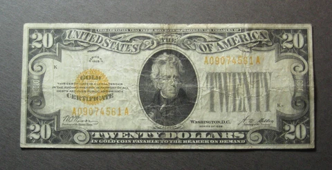 1928 $20 Gold Certificate -  FR# 2402  Small Size Note -   (P3725) Cover