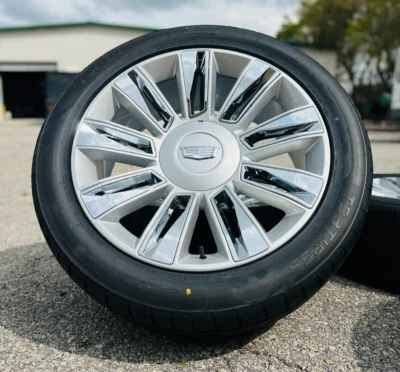 22" Cadillac Escalade Platinum Wheels Rims Tires Fits Factory 2020 2019 2018 NEW - Image 1 of 4