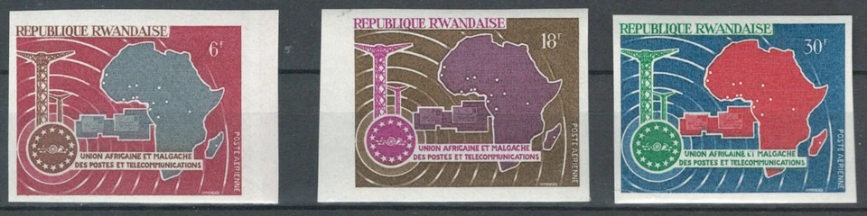 RWANDA FRENCH AFRICA TELECOMMUNICATION IMPERFORAT MNH SET  LOT (RWA 253) - Image 1 of 1