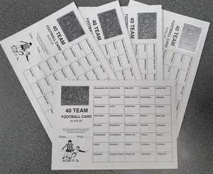 5 -10 - 20 - 50 Football Charity Fundraising Scratch Cards 40 Teams Social Clubs - Picture 1 of 1