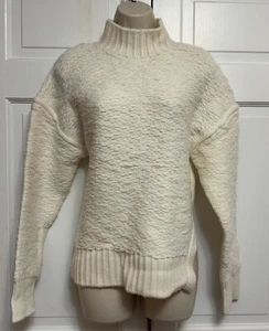 3.1 Phillip Lim Sweater Medium Wool Cream Ivory Mock Neck Textured Pullover Soft - Picture 1 of 17
