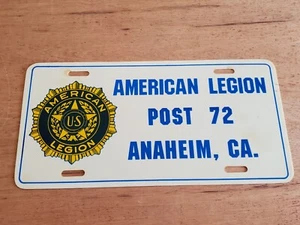 American Legion License Plate ANAHEIM California Post 72 Plastic Vintage - Picture 1 of 17