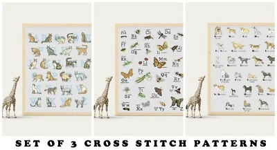 ABC Dog Cross stitch Cats Insects Embroidery patterns 3 pdfs on USB Flash Drive - Image 1 of 4