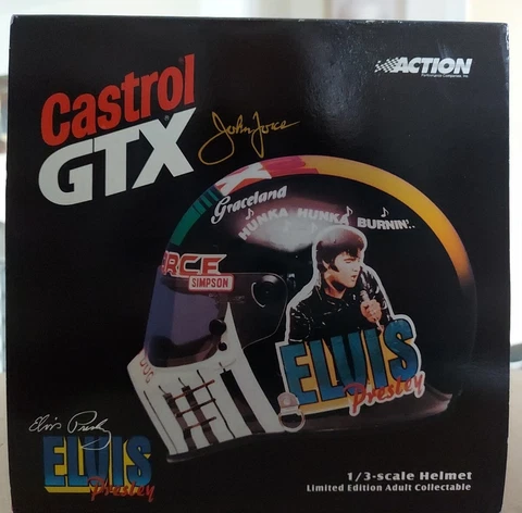 Action John Force Elvis Presley 1998 Castrol GTX ¼ Scale Helmet NIB Cover