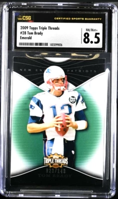 2009 Topps Triple Threads #28 TOM BRADY #12 Green Emerald #/149 SP CSG 8.5 POP 2 - Image 1 of 4