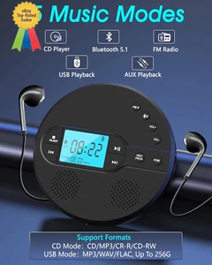 NEU 2025 Discman CD Player mit Bluetooth, Tragbarer CD Player 2000Mah für Auto - Bild 1 von 8