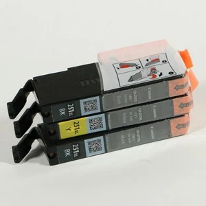 Three Canon Genuine CLI-251 XL (2 Black/1 Yellow) Ink Cartridges, New Sealed - Zdjęcie 1 z 4