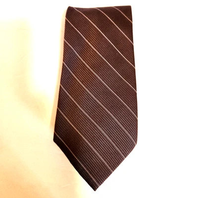 Claiborne Mens Striped Necktie 100% Silk Hand Sewn Gray - Image 1 of 2