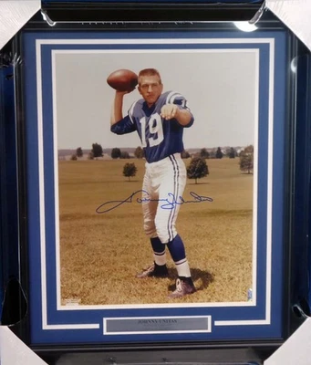 Johnny Unitas Autographed Signed Framed 16x20 Photo Baltimore Colts Beckett BAS - Image 1 of 4