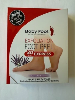 Baby Foot Exfoliation Foot Peel 30 min. Express Lavender Scented Sealed FreeShip - Image 1 of 4